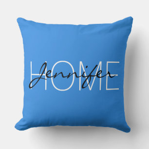 Coussin Bleu de France couleur maison monogramme