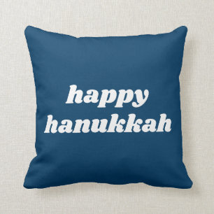 Coussin Bleu de la simple typographie rétro de Hanoukka