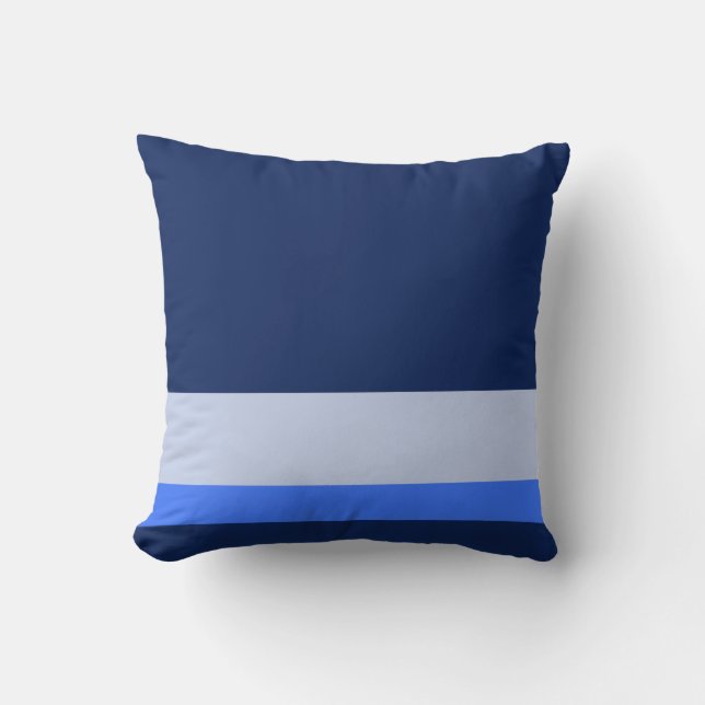 Coussin Bleu de marine solide avec lignes bleu et bleu pas (Recto)