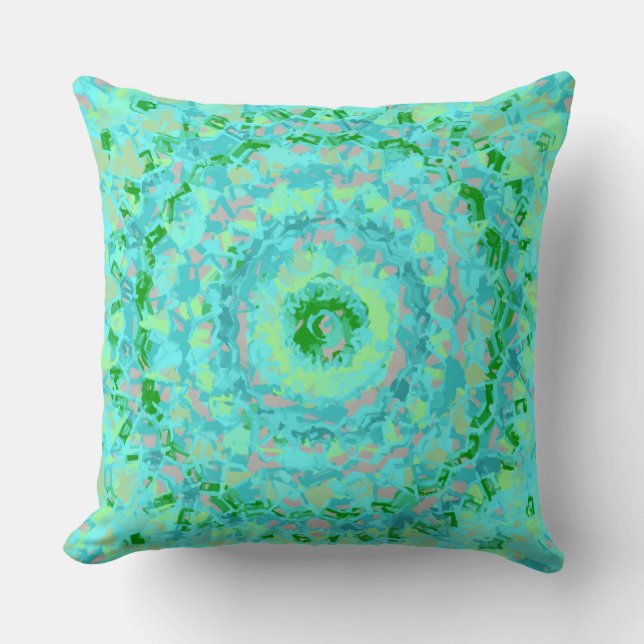 Coussin Bleu de plage et Abstrait vert (Recto)
