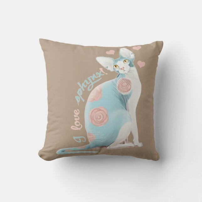 Coussin 💛💙💛 bleu de Sphynx de 💛💙💛 (Recto)