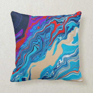 Coussin bleu de textures de marbre d'océan