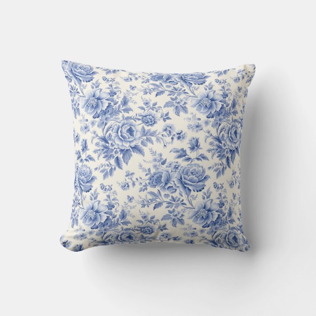 Coussin Bleu de toile à fleurs (Recto)