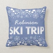 Coussin bleu de voyage de ski de flocon de neige