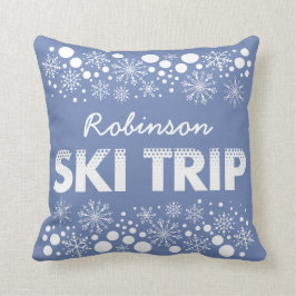 Coussin bleu de voyage de ski de flocon de neige