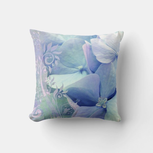 Coussin bleu d'hortensia de lavande de bigorneau (Recto)