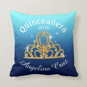 Coussin Bleu d'ombre de Bokeh Bling   de diadème de