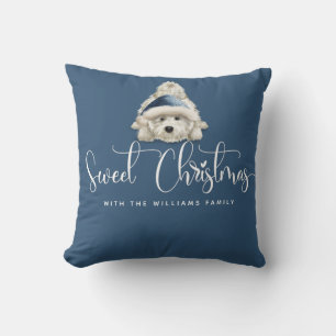 Coussin Bleu, doux Noël mignon Festie Chiot de fête