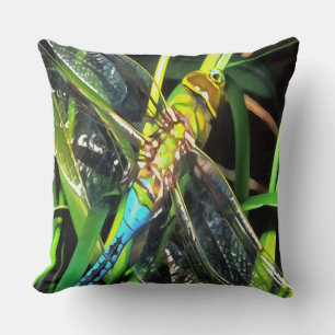 Coussin Bleu Dragonfly Shimmering Wings Peinture