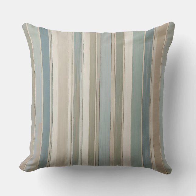 Coussin Bleu Duché Turquoise Sage Beige Stripe (Recto)