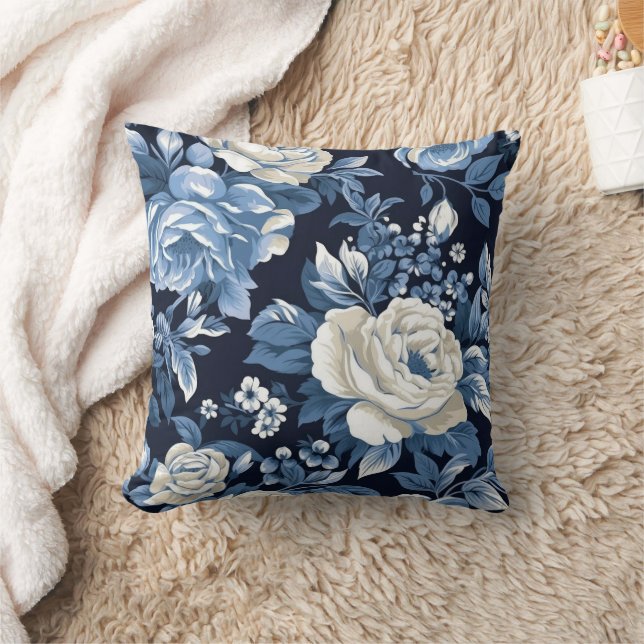 Coussin Bleu Dusty White Winter Marine Rose (Couverture)