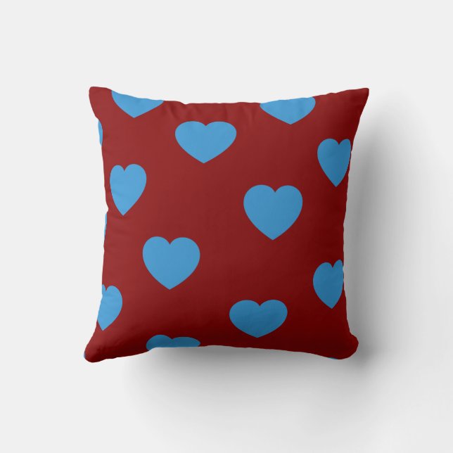 Coussin Bleu Élégant Cute Cosy Moderne Romantique Coeur Ch (Verso)