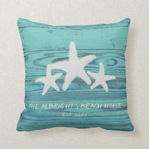 Coussin Bleu en bois rustique de Shell de ventouse