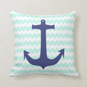 Coussin bleu en bon état chic à la mode d'Ancre de