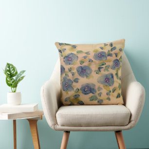 Coussin Bleu Et Beige Vintage