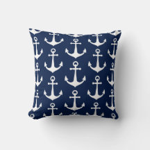 Bleu et blanc Ancre Motif Nautical Boat Pool