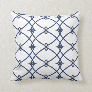 Coussin bleu et blanc décoratif chic moderne