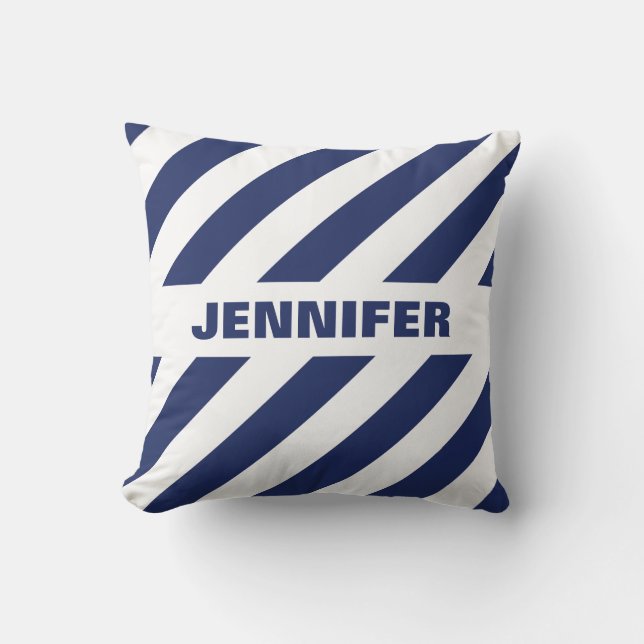 Coussin Bleu Et Blanc Gratté (Recto)