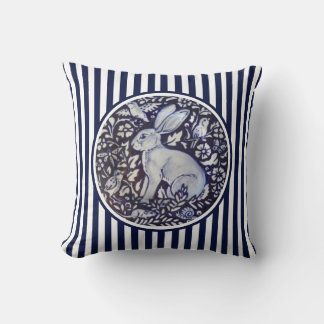 Coussin Bleu et blanc lapin Grève Dedham Floral