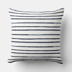Coussin Bleu et blanc Rayures nautiques Lancer l'oreiller