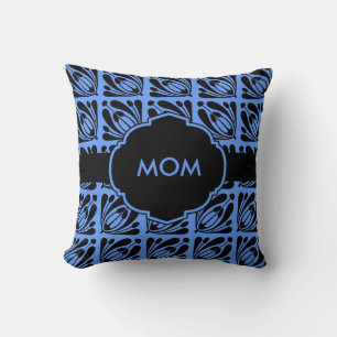 Coussin bleu et noir monogramme