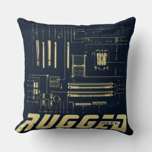 Coussin bleu et or RUGGED GEEK Carte mère Tech