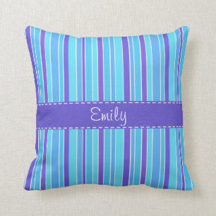 Coussin Bleu et pourpre barrés