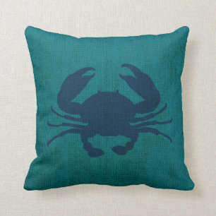 Coussin Bleu et vert d'océan nautique de crabe