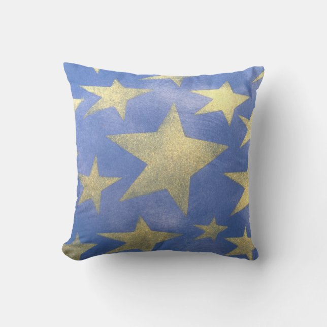 Coussin Bleu étoilé et or (Recto)