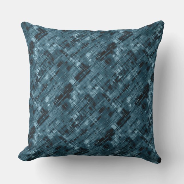 Coussin bleu foncé abstrait motif moderne (Recto)