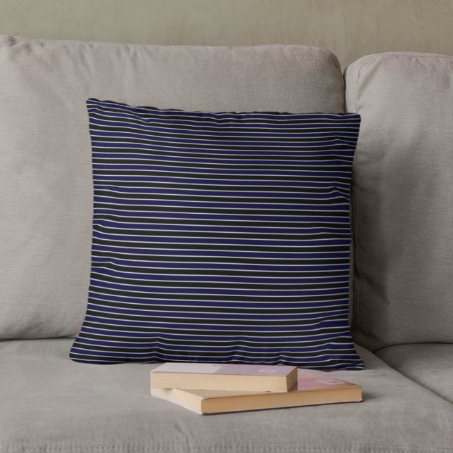Coussin Bleu foncé moderne Grandes Bleues Noires (Créateur téléchargé)