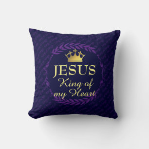 Coussin Bleu Foncé   ROI DE MON COEUR   Noël   JESUS