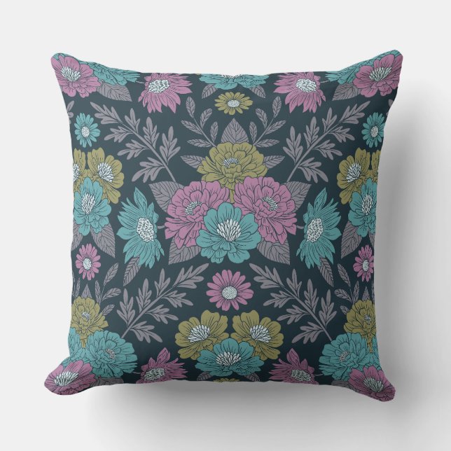 Coussin Bleu foncé, vert et violet (Recto)