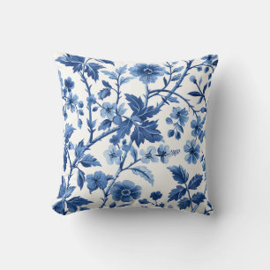 Coussin Bleu Français Campagne Floral