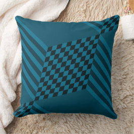 Coussin Bleu géométrique moderne Bleu Grilles Diamètre Che