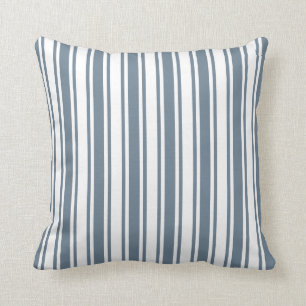 Coussin Bleu gris et blanc rayures de bonbons