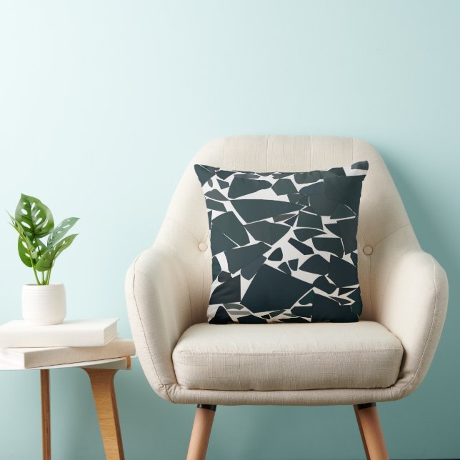 Coussin Bleu Gris Géométrique Moderne  (Chaise)