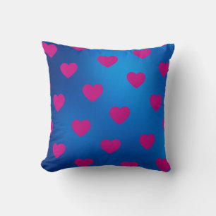 Coussin Bleu Magenta Cozy Moderne Romantique Chic Cœur 