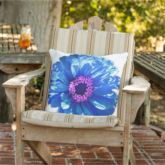 Coussin Bleu marguerite bleu photo florale (Chaise)