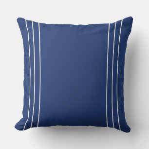 Coussin Bleu marin profond avec fines rayures blanches