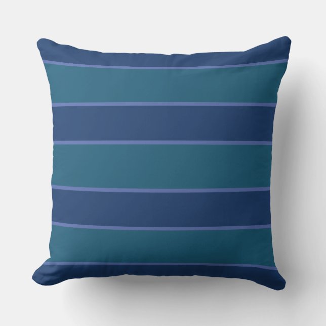 Coussin Bleu Marine Blanc Nautique Élégant Moderne Stripes (Recto)