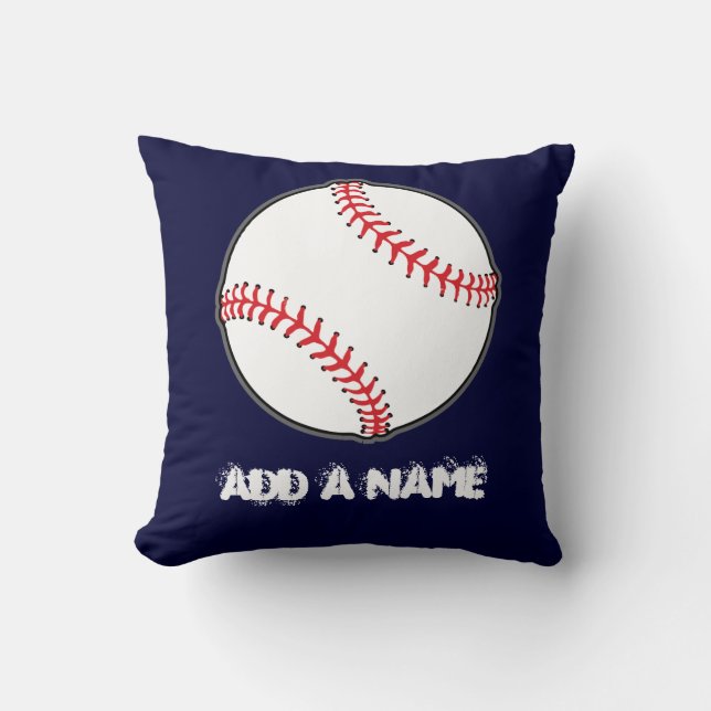 Coussin bleu marine de baseball personnalisé, ajou (Recto)