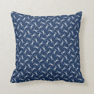 Coussin Bleu marine de motif de ciseaux de salon de