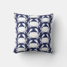 Bleu marine motif crabe blanc nautique bateau pisc
