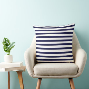 Coussin Bleu marine rayures blanches
