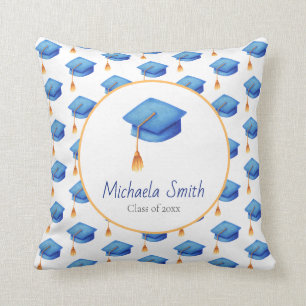 Coussin Bleu mignon Cap Graduation personnalisée
