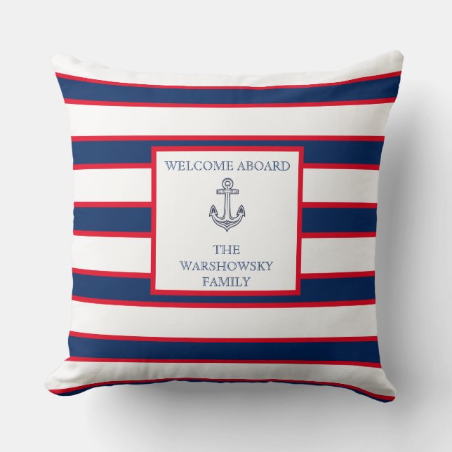 Coussin Bleu Monogramme Bleu Marine Blanc Rouge (Recto)