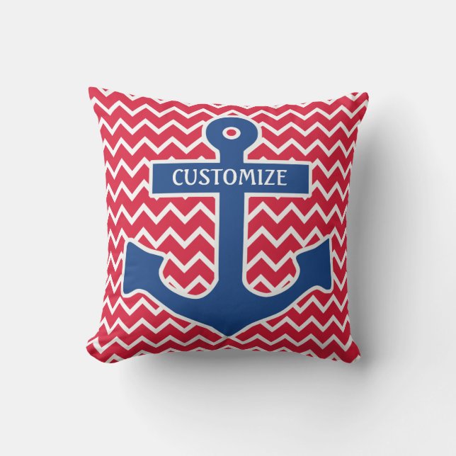 Coussin bleu nautique d'Ancre (Recto)