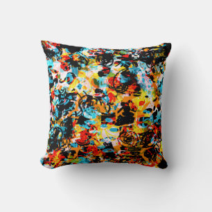 Coussin Bleu, noir, blanc, orange. Bright continu 