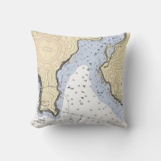 Coussin Bleu Nuit Naval Bienvenue à Bord Nom du Bateau Anc